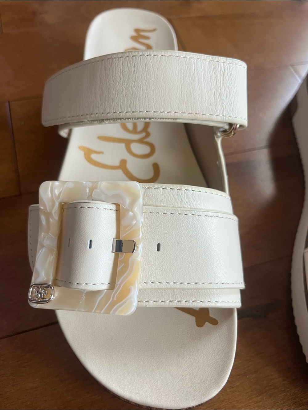 Sam Edelman Adrianna Ivory Double Strap Slide Sandals Size 7 Summer Resort - Picture 6 of 16